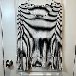 J. Crew Striped Long Sleeve Top Viscose Boat Neck XL